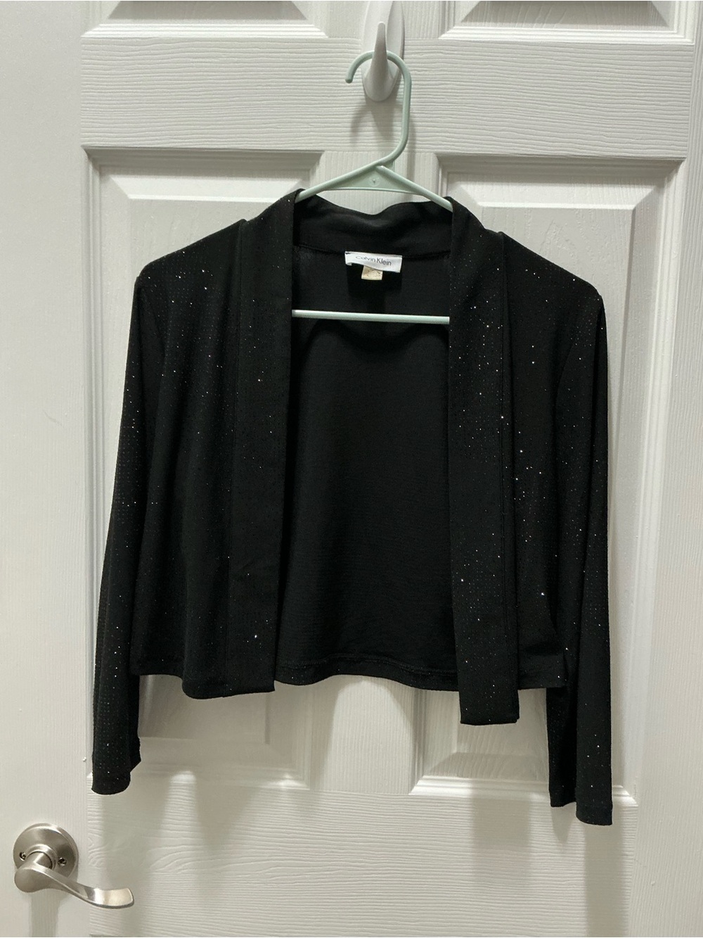 Calvin Klein Black Sparkle Open-Front Cardigan